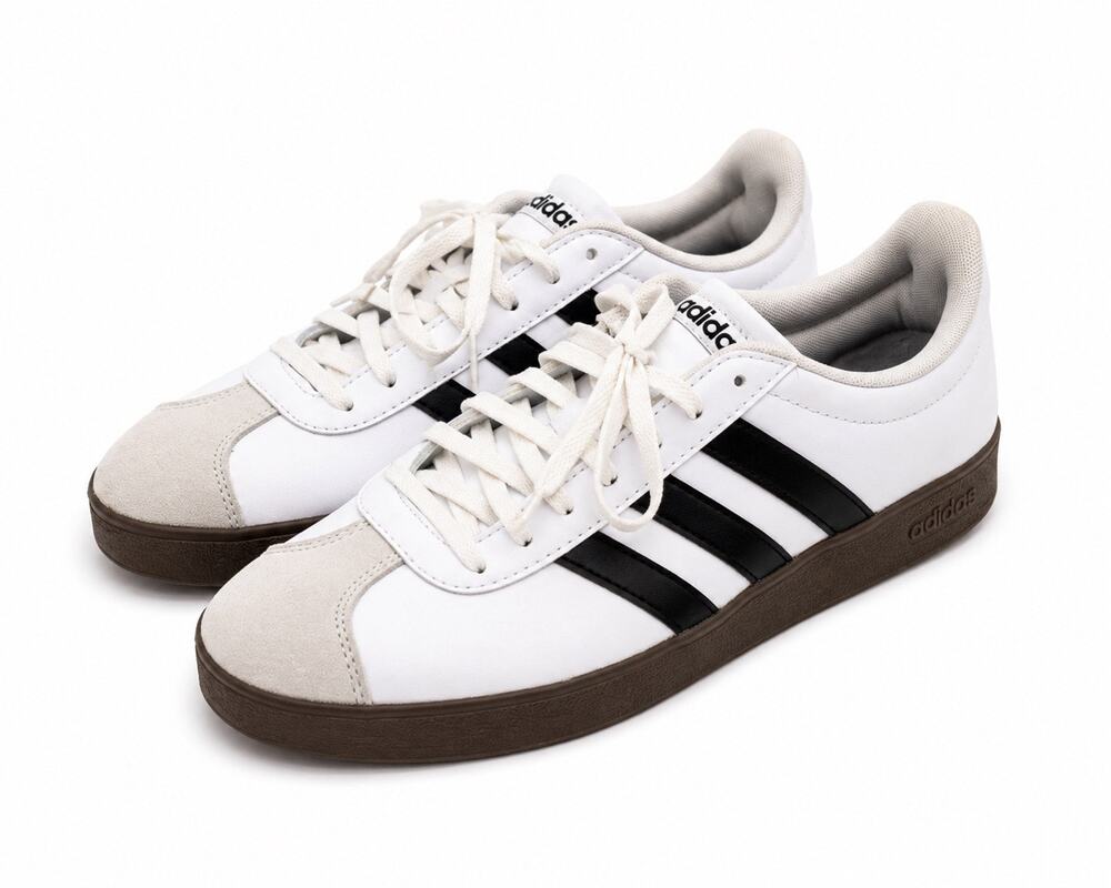 Adidas Court Style Sneakers White Black Gum Sole Men’s Size 9 Casual Shoes